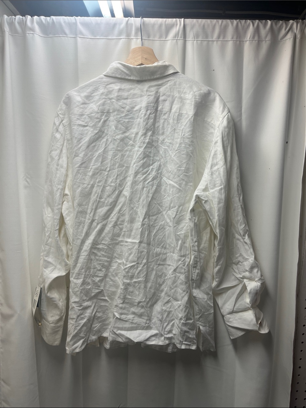 Ralph Lauren Vintage White Linen Gold Button Down Shirt Embroidered Logo- 3X - Picture 7 of 7